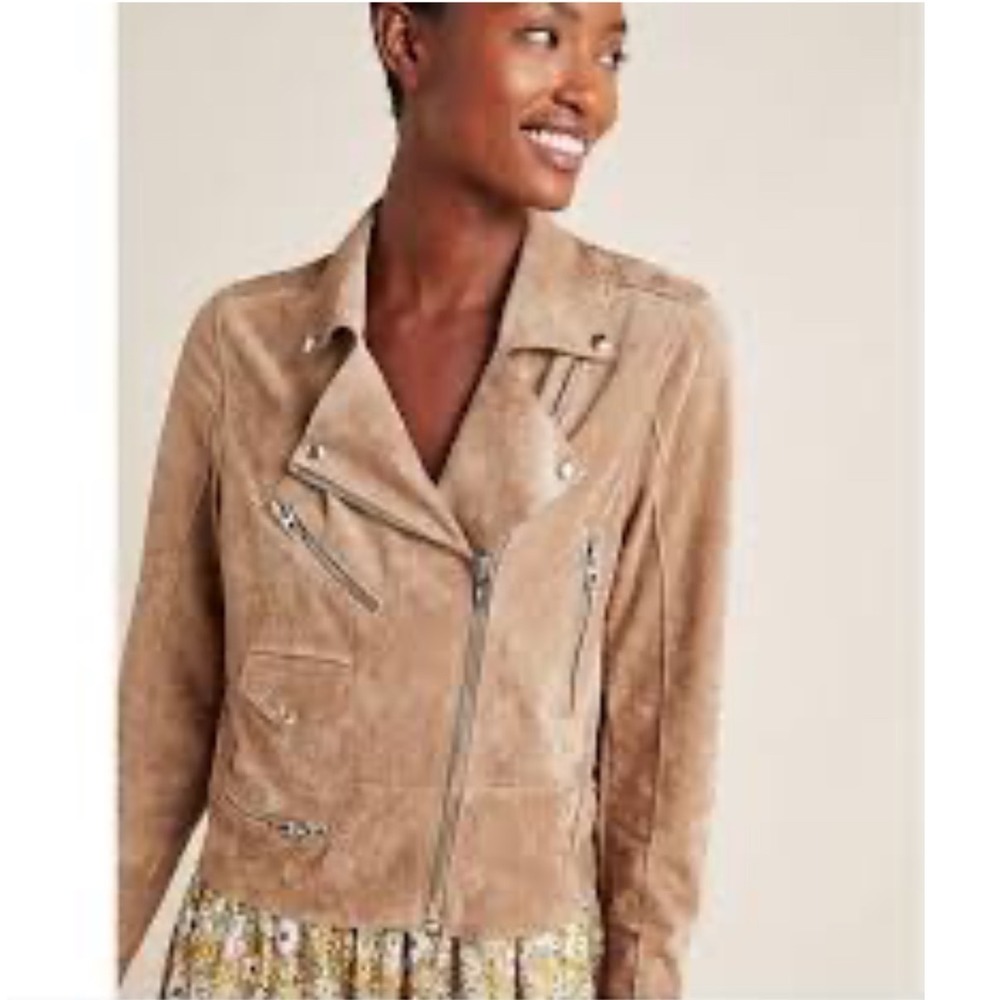 BlankNYC Tan Faux Suede Moto Biker Jacket Brown Asymmetrical Zip 62EG5089AP L